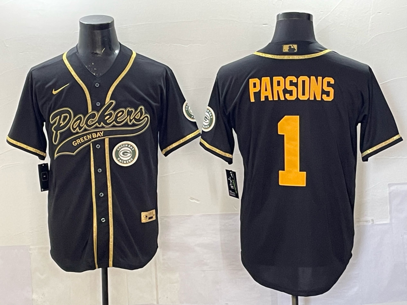 Men Green Bay Packers #1 Parsons black green Nike NFL 2025 jersey 06